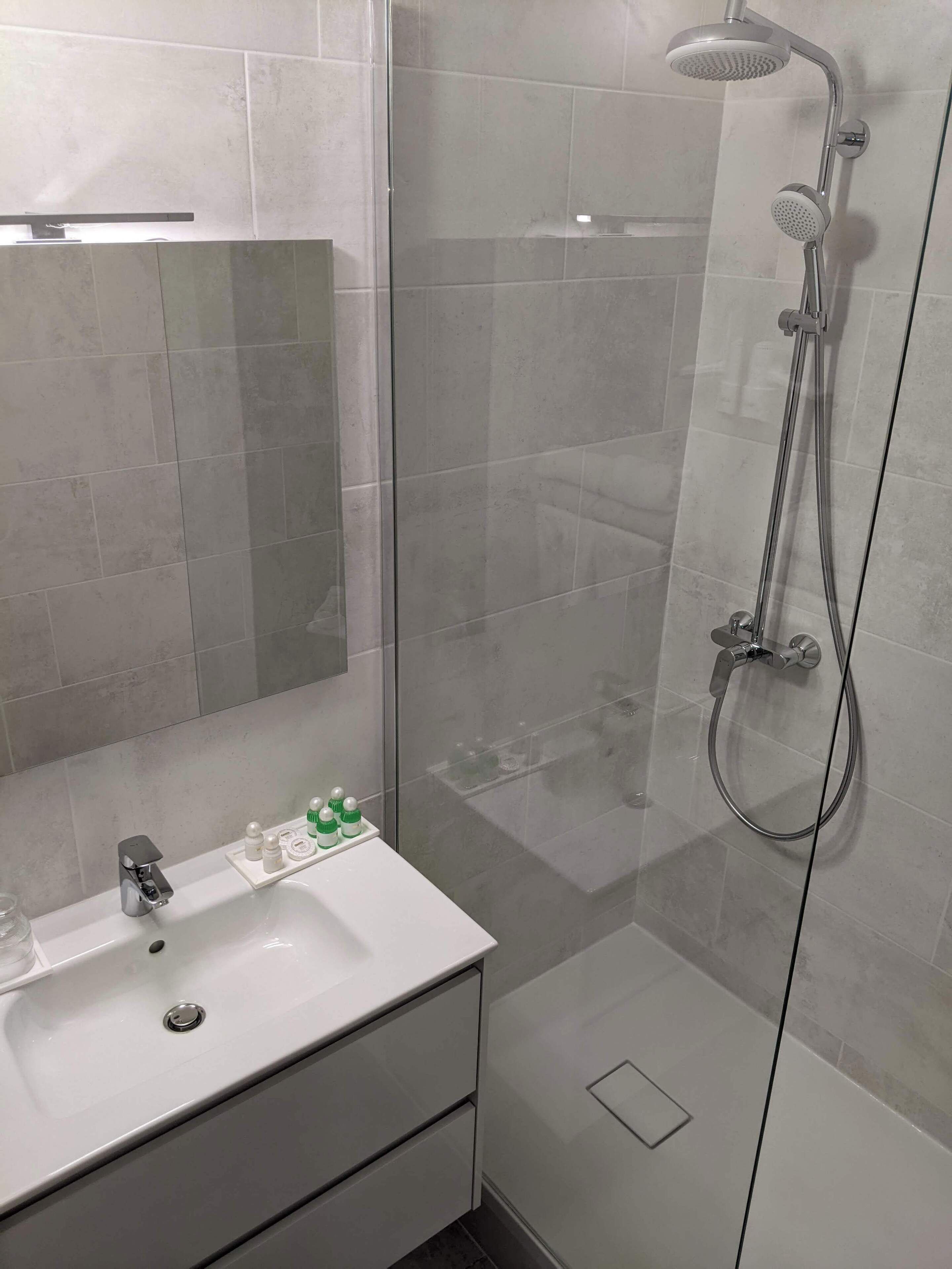 free toiletries, hair dryer, towels