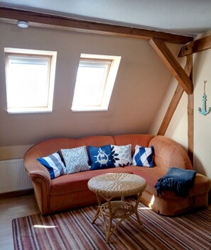 Een televisie, een open haard en een tafeltennistafel