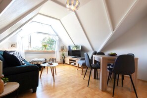 Apartment, 2 Bedrooms (131124) | Living room | TV - Apartment F11 (Kópavogur)