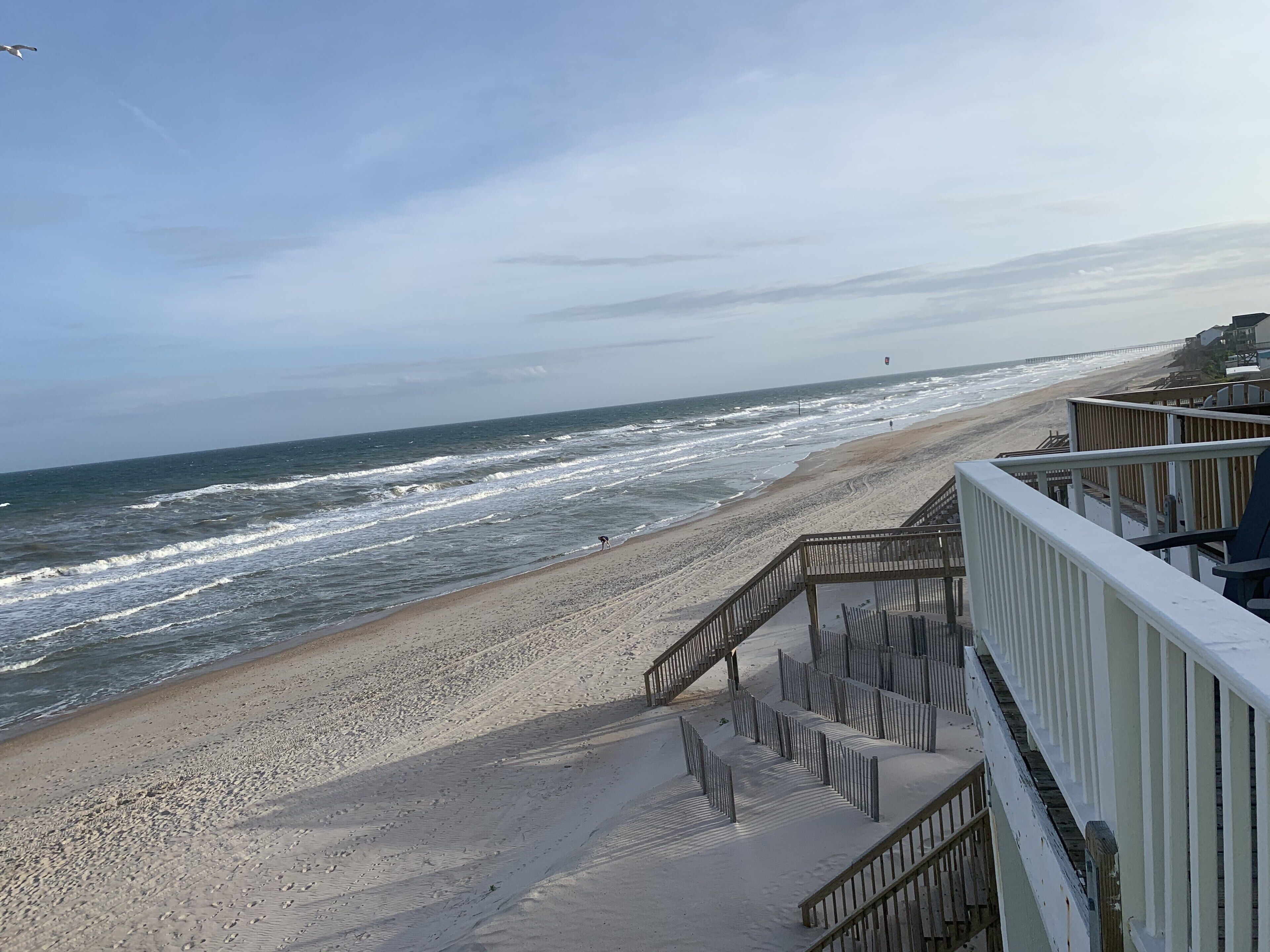 On the beach, sun loungers
