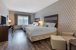 Standard Room, 2 Queen Beds, Non Smoking, Refrigerator & Microwave | Hypo-allergenic bedding, pillowtop beds, desk, iron/ironing board