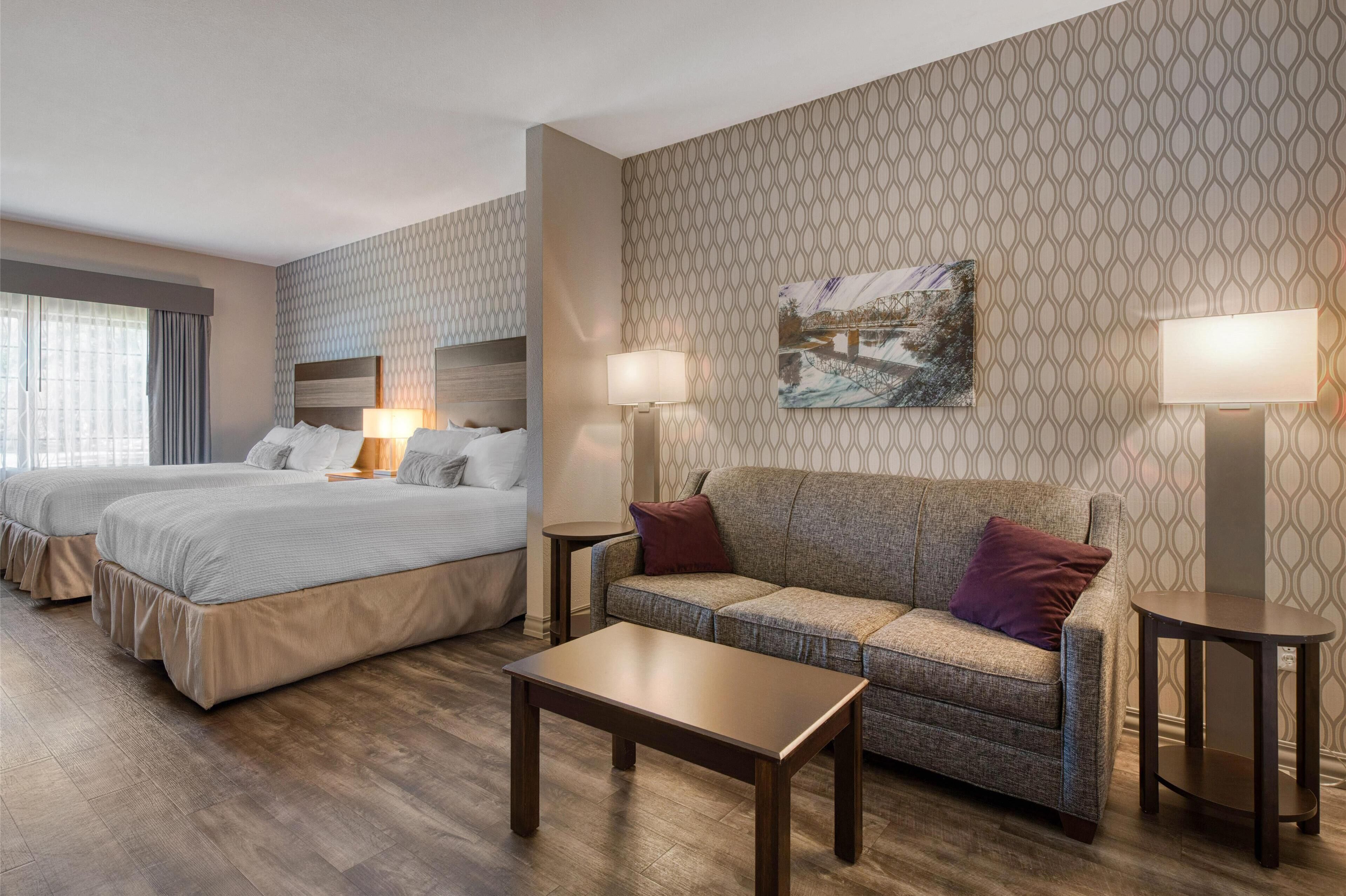 suite, 2 queen beds, accessible, refrigerator & microwave (with sofabed) | hypo-allergenic bedding, pillow-top beds, desk, iron/ironing board