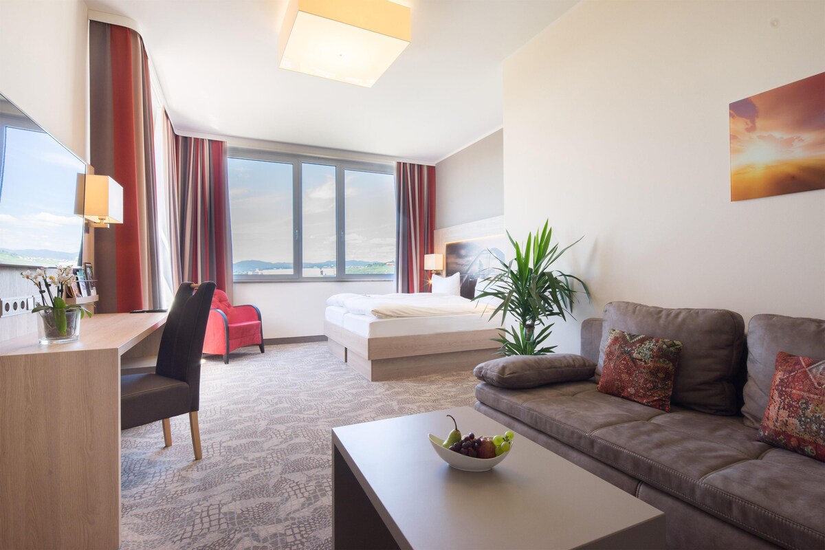 Deluxe tweepersoonskamer, 1 tweepersoonsbed met slaapbank (with Sofabed) | Hypoallergeen beddengoed, een minibar, een kluis op de kamer, een bureau