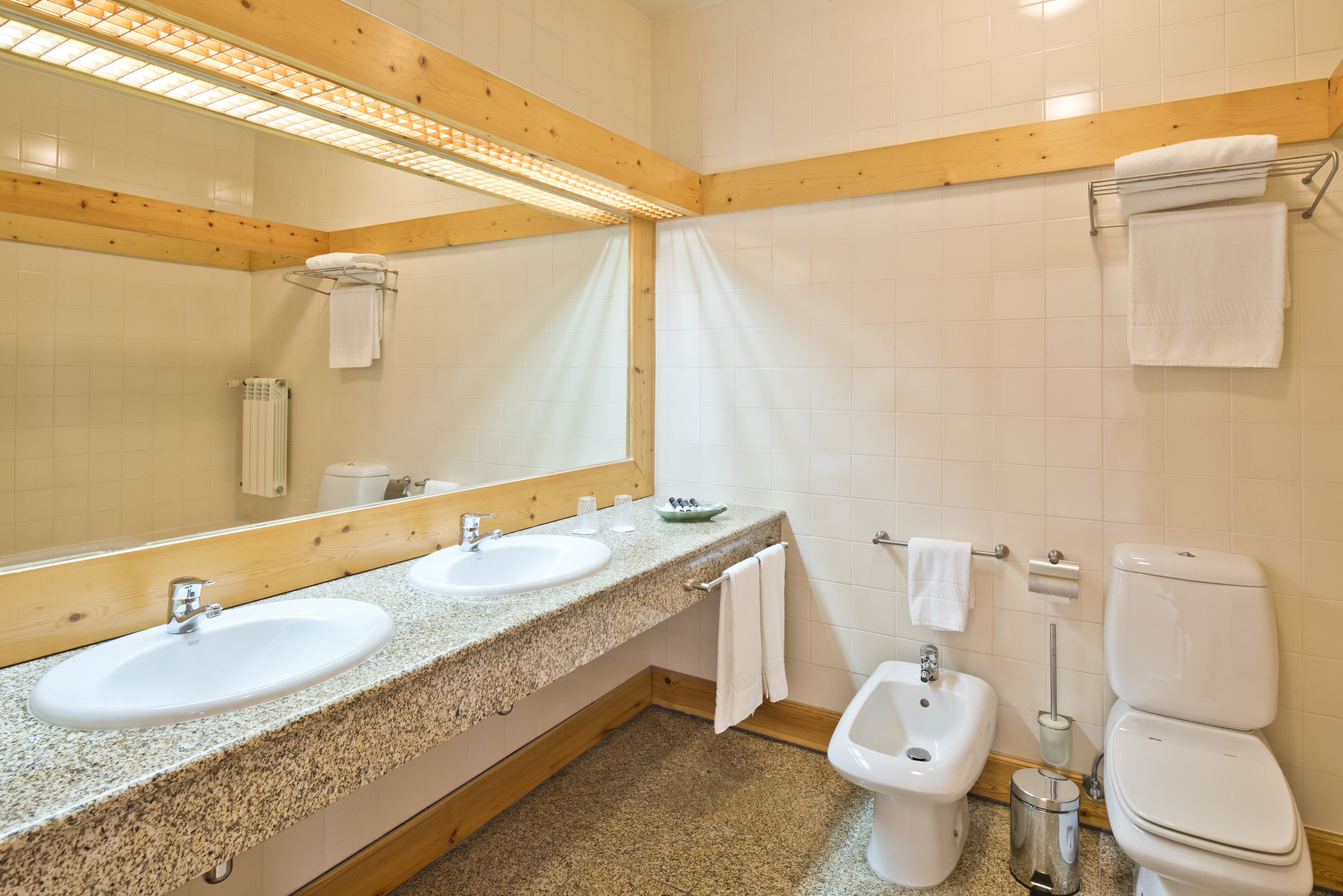 combined shower/bathtub, free toiletries, hair dryer, bidet