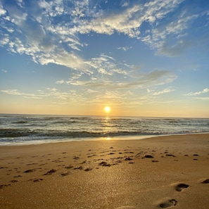 On the beach, sun-loungers, beach towels - "Oceanfront Home, Beautiful Beach - VERY PRIVATE" (Ponte Vedra Beach)
