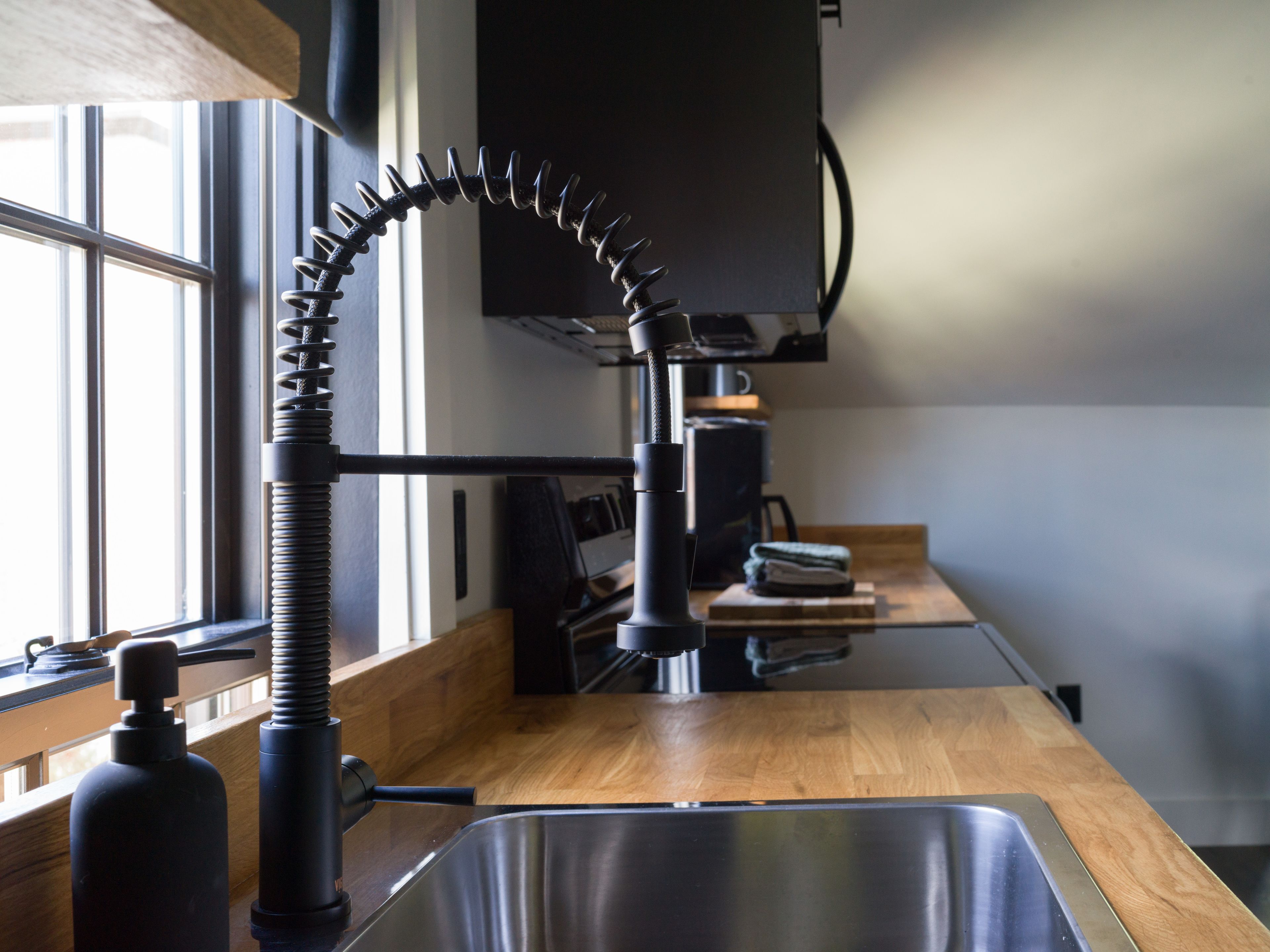 full-sized fridge, microwave, coffee/tea maker, electric kettle