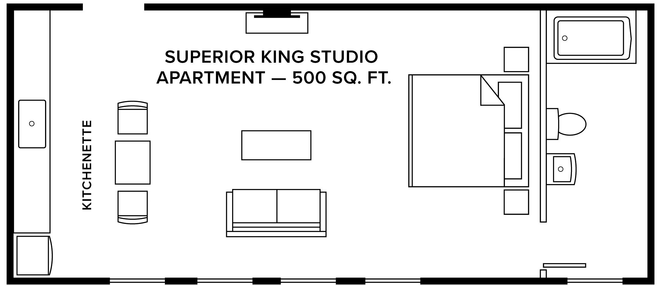 superior studio, 1 king bed, non smoking, kitchenette | floor plan