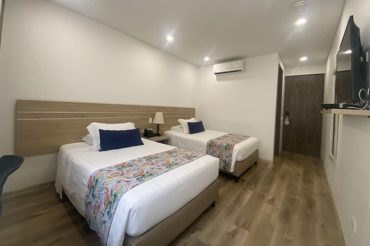 Habitación estándar con 2 camas individuales, varias camas | Ropa de cama de alta calidad, edredón y minibar