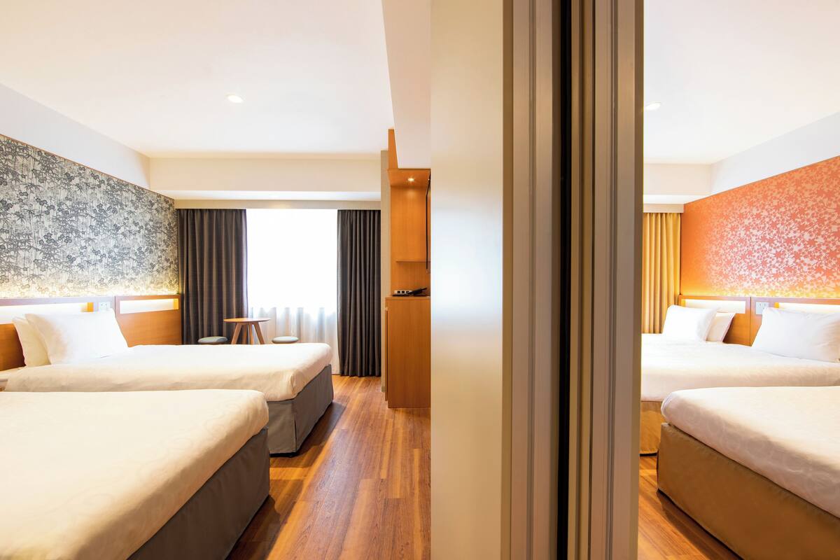 Blackout drapes, WiFi (free), bed sheets
