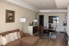 Flat-screen TV, DVD player