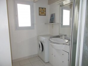 Shower, hair dryer, toilet paper