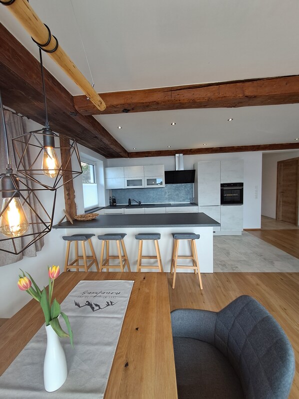 Classic Apartment, 2 Bedrooms, Terrace, Mountain View (Hohe Salve) | Living area | 49-inch flat-screen TV with satellite channels, TV, heated floors