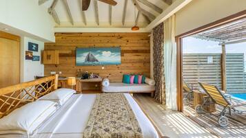 Bangalô lua de mel, 1 cama King | Camas com colchões pillow-top, cofres nos quartos