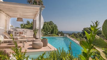 Kolam renang outdoor, dengan kursi berjemur