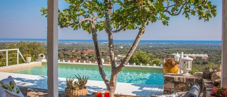 Outdoor pool, pool loungers