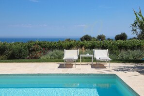 Outdoor pool, pool loungers
