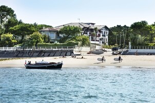 On the beach, free beach cabanas, beach umbrellas, snorkeling