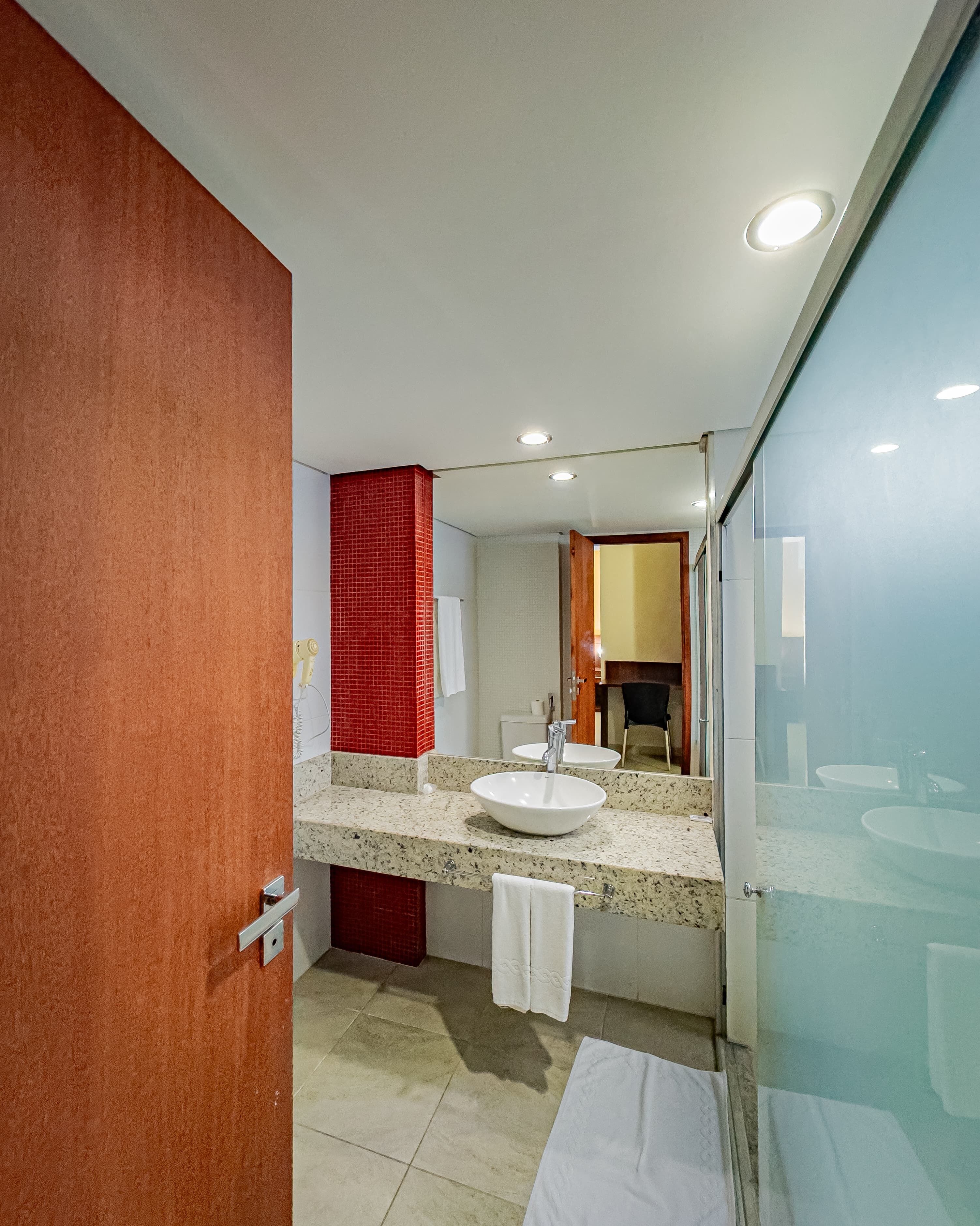 superior double room | bathroom | shower, free toiletries, towels, soap