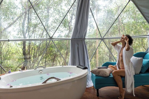 Hytte – premium, kjøkken | Privat boblebad