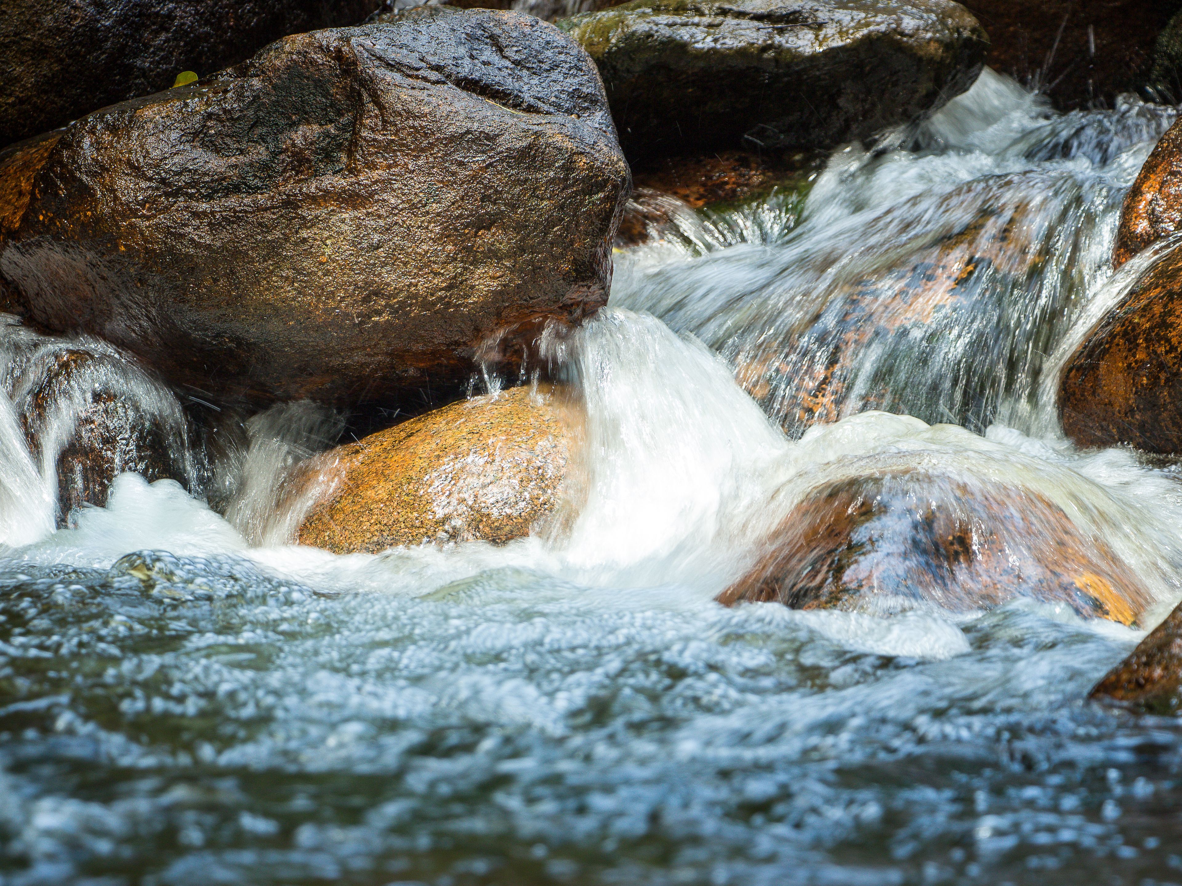 A stream flowing over rocks.