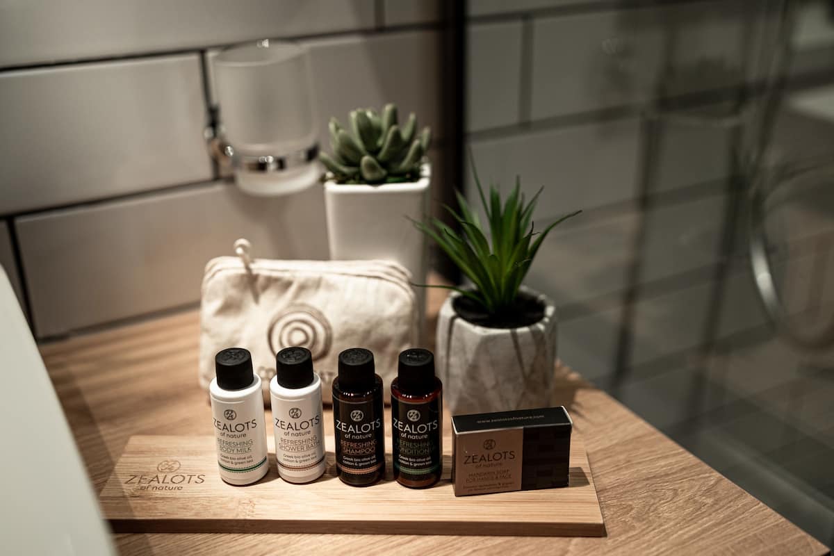 shower, designer toiletries, hair dryer, bidet