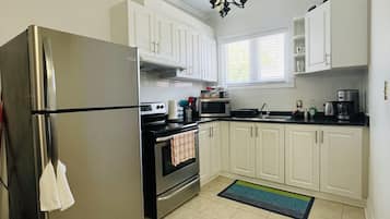 Premium Apartment, Multiple Beds, City View | Private kitchen | Full-size fridge, microwave, oven, stovetop