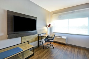 Pillow-top beds, desk, blackout curtains, iron/ironing board
