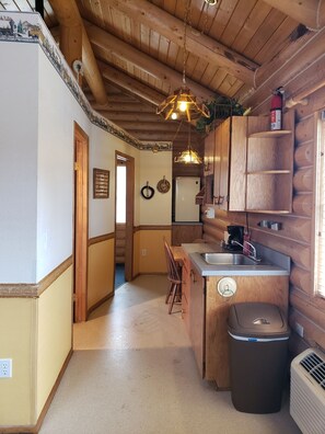 Deluxe Cabin, 1 Queen Bed, Mountain View | Private kitchenette | Fridge, microwave, cookware/dishes/utensils, paper towels - Delta-9 House - Sumpter Cabins (Sumpter)