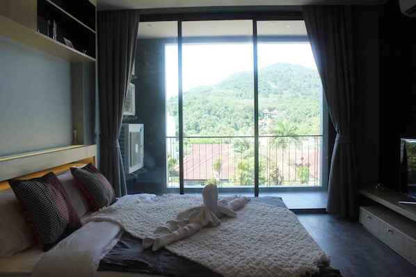 Appartement Standard, 2 grands lits, vue jardin | Coin séjour