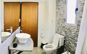 Design Loft, 1 Queen Bed, Mountain View | Bathroom | Shower, towels - Apart Piquito de Oro (Merlo)