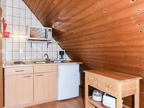 Fridge, microwave, highchair