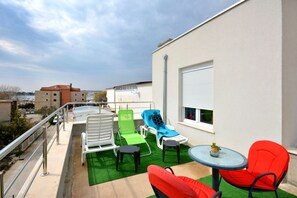 Panoramic Apartment, Multiple Beds, Sea View | Terrace/patio