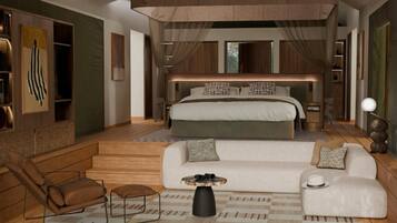 Luksustelt | Bad | Dusj, regndusjhode, toalettartikler (inkludert) og tøfler