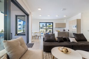 Luxury Villa, 4 Bedrooms, Private Pool, Sea View | Living area | 52-inch Smart TV with satellite channels, TV