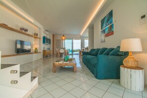 Villa, 5 Bedrooms | Living area | 32-inch flat-screen TV with digital channels, TV - TD Villa Levante Modern Luxury Villa with Sea View (Monopoli)