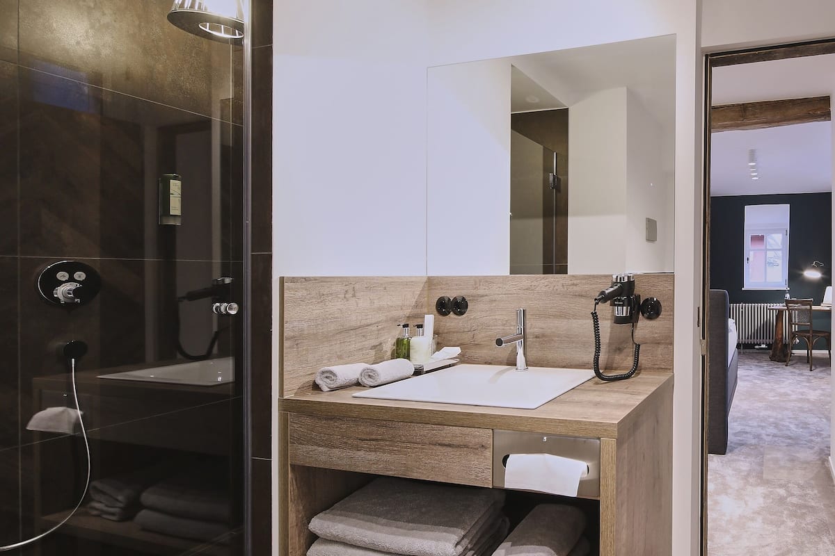 comfort single room, private bathroom, city view | bathroom