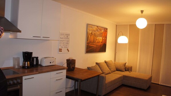 Panoramic Apartment, 1 Bedroom | Living area | Flat-screen TV, DVD player