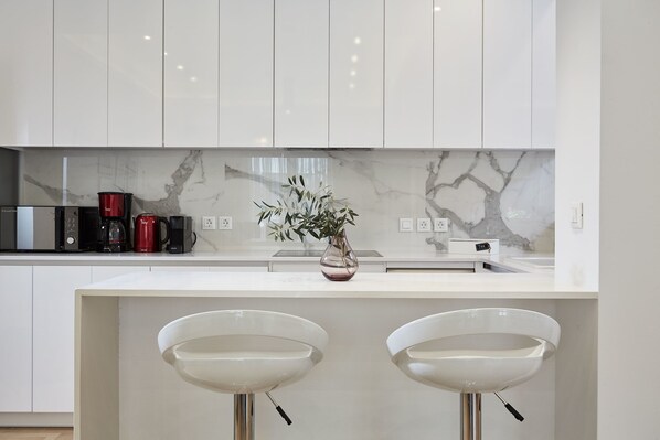 Apartment, 2 Bedrooms | Private kitchen | Full-sized fridge, microwave, oven, stovetop