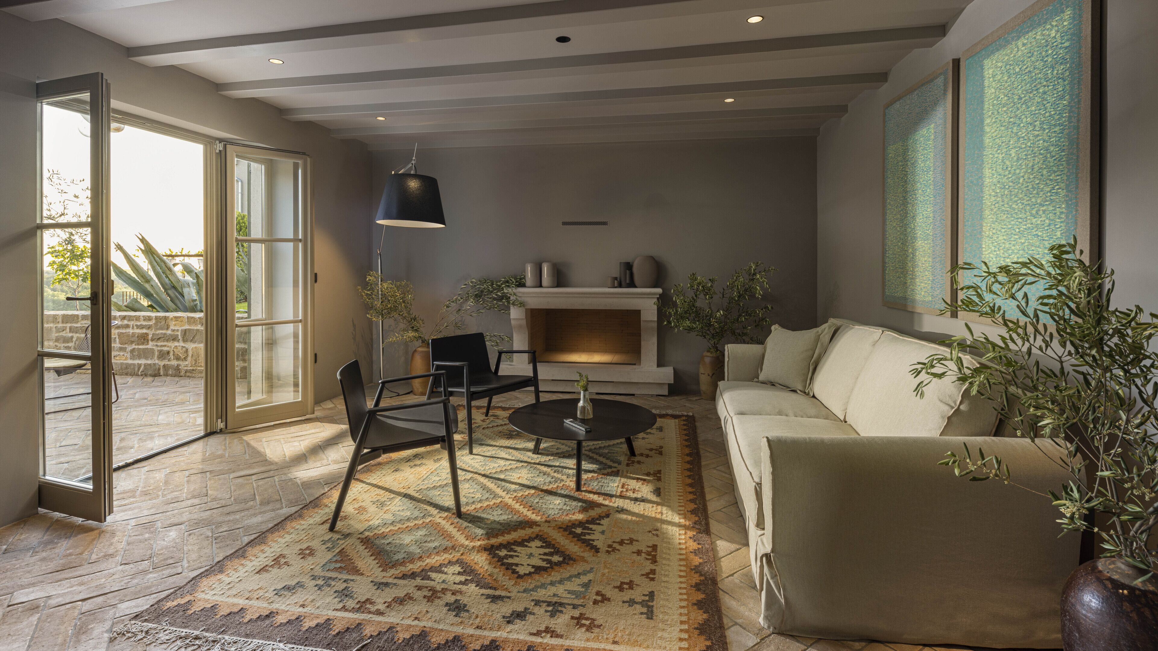 exclusive villa, multiple beds, pool view | living area | lcd tv