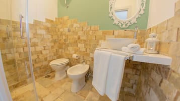 Shower, free toiletries, hair dryer, bathrobes