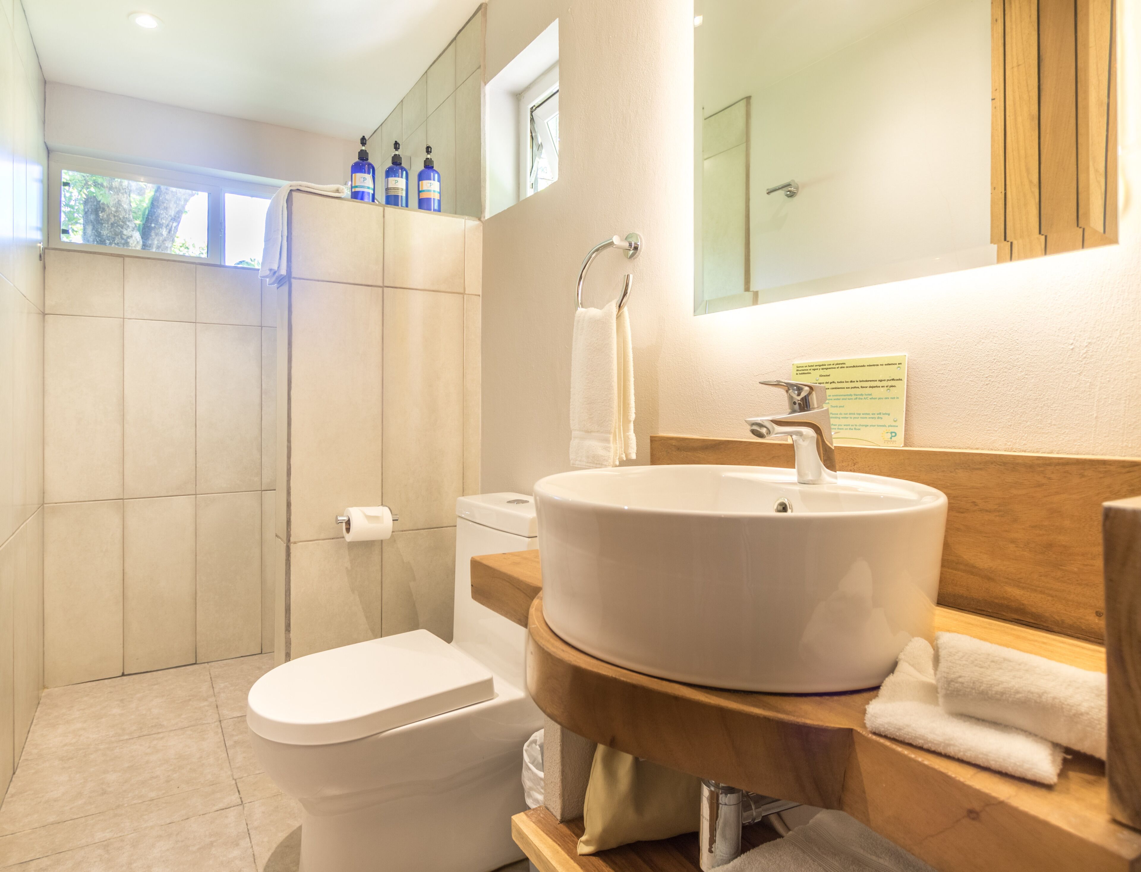 deluxe double room, 2 queen beds | bathroom | shower, rainfall showerhead, eco-friendly toiletries, hair dryer