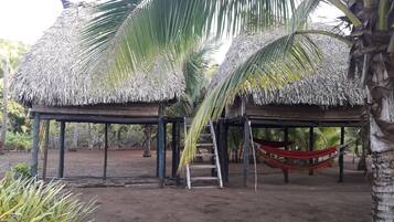 2 Hammocks outside with roof. No bed