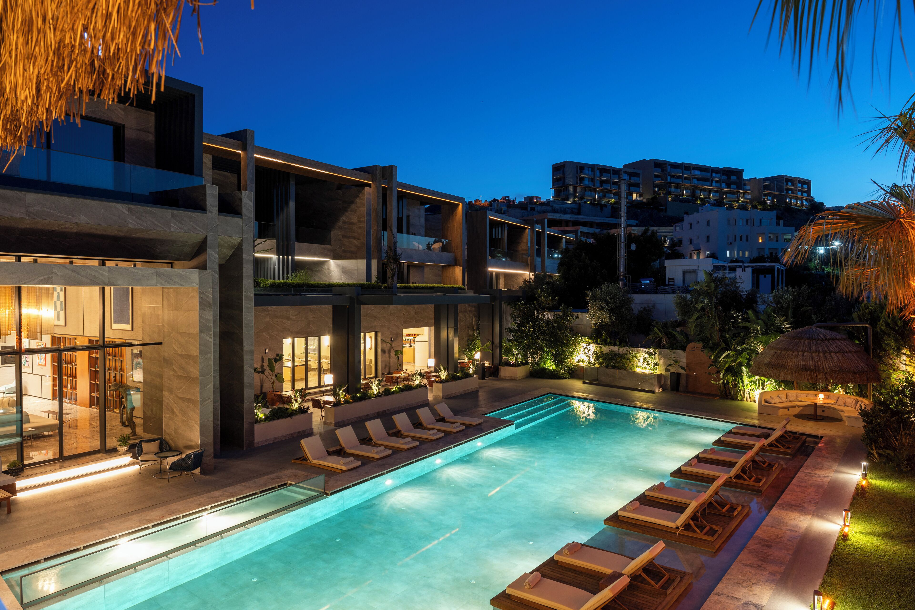 Outdoor pool, sun loungers