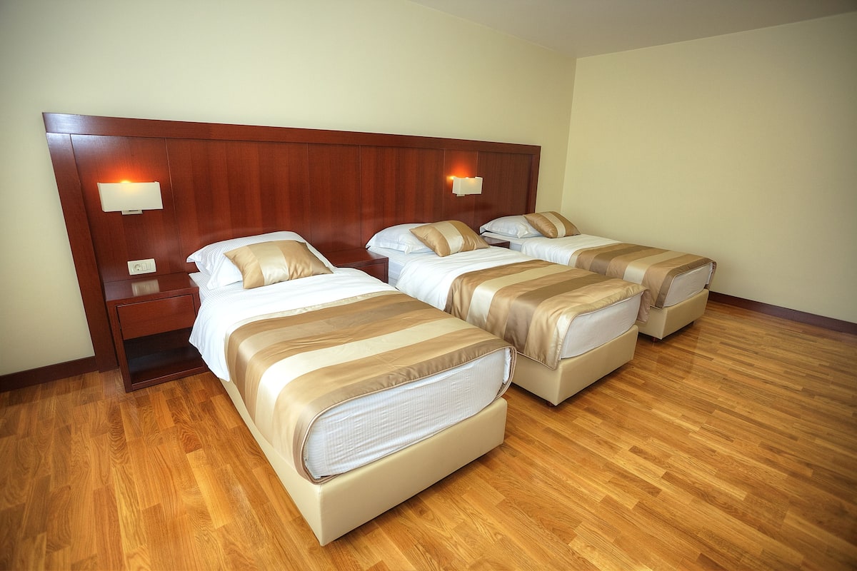 standard triple room, 3 single beds, mountain view | premium bedding, in-room safe, desk, laptop workspace