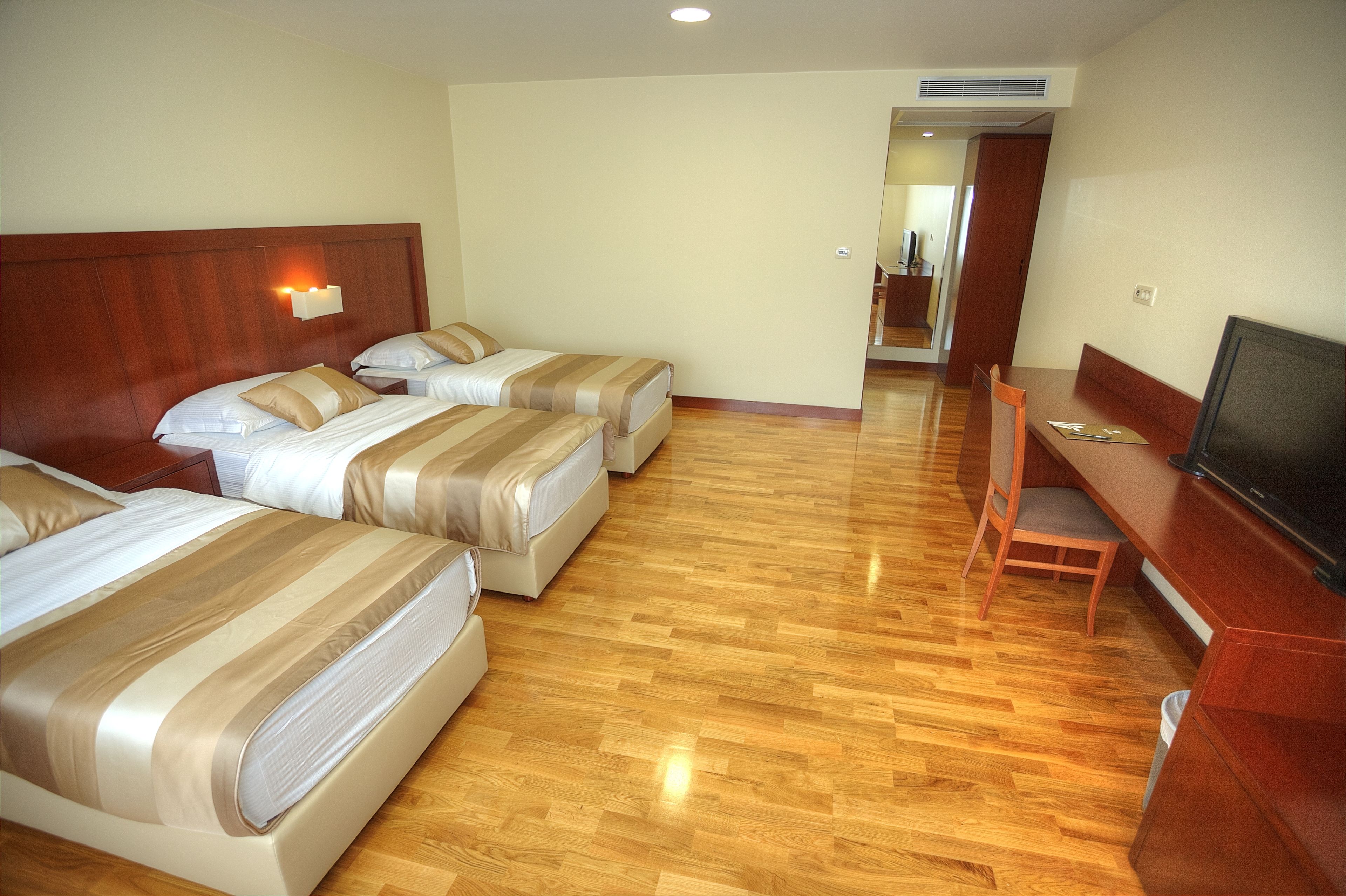 standard triple room, 3 single beds, mountain view | premium bedding, in-room safe, desk, laptop workspace