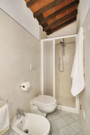 Ducha, secador de pelo, bidet, toallas