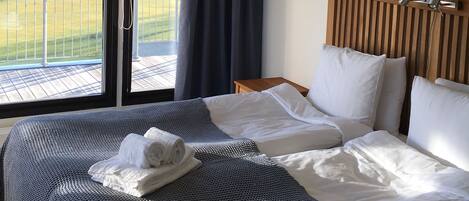 Blackout curtains, bed sheets