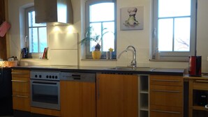 Une cuisine avec des meubles de rangement en bois, un évier en acier inoxydable et un four encastré.