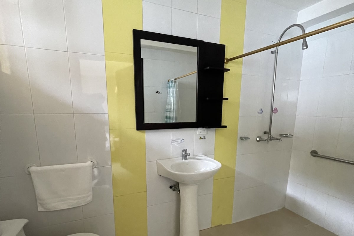 basic double room, 1 queen bed, accessible | bathroom | shower, rainfall showerhead, free toiletries, hair dryer