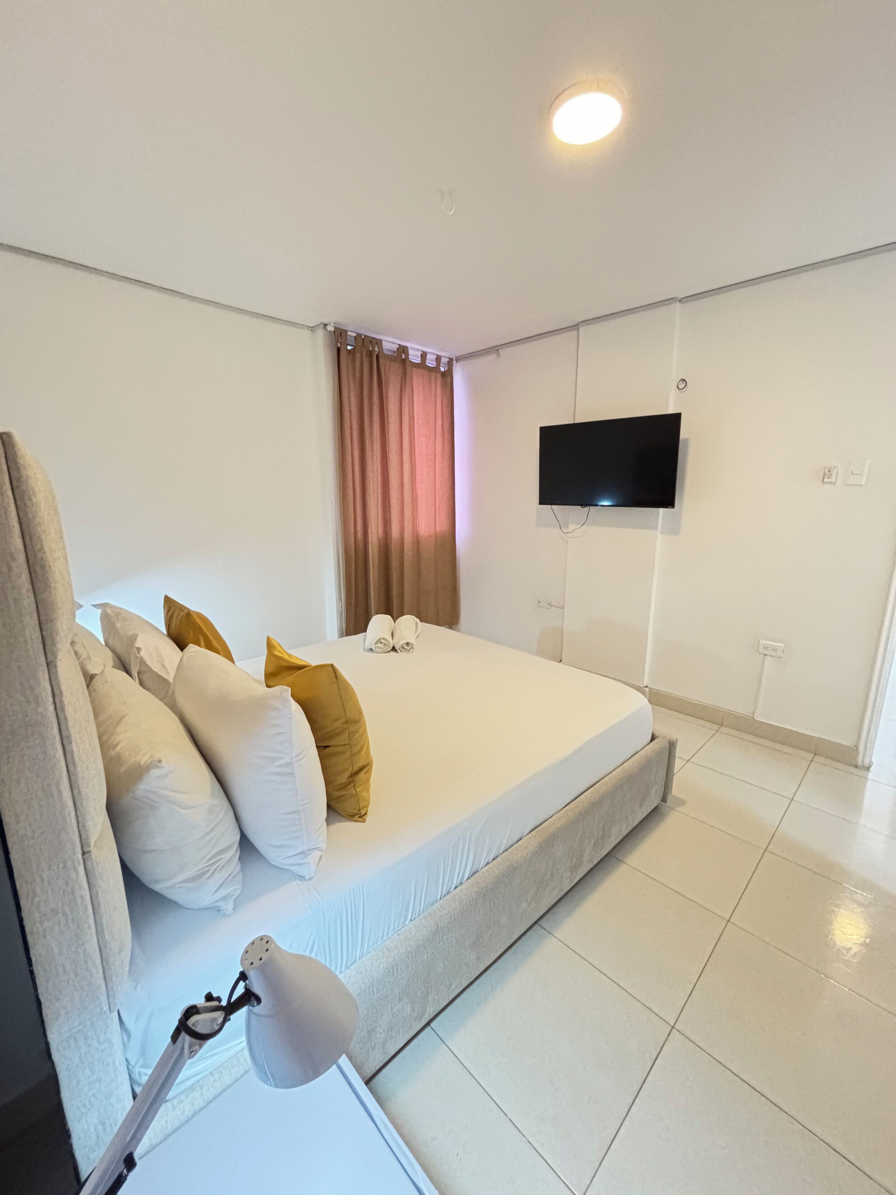 Hypo-allergenic bedding, in-room safe, blackout curtains